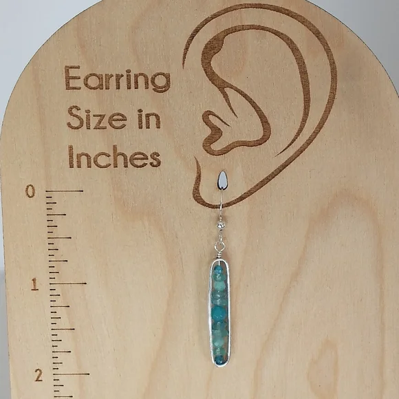 Genuine Gemstone and Sterling Earrings - Picture 2 of 3